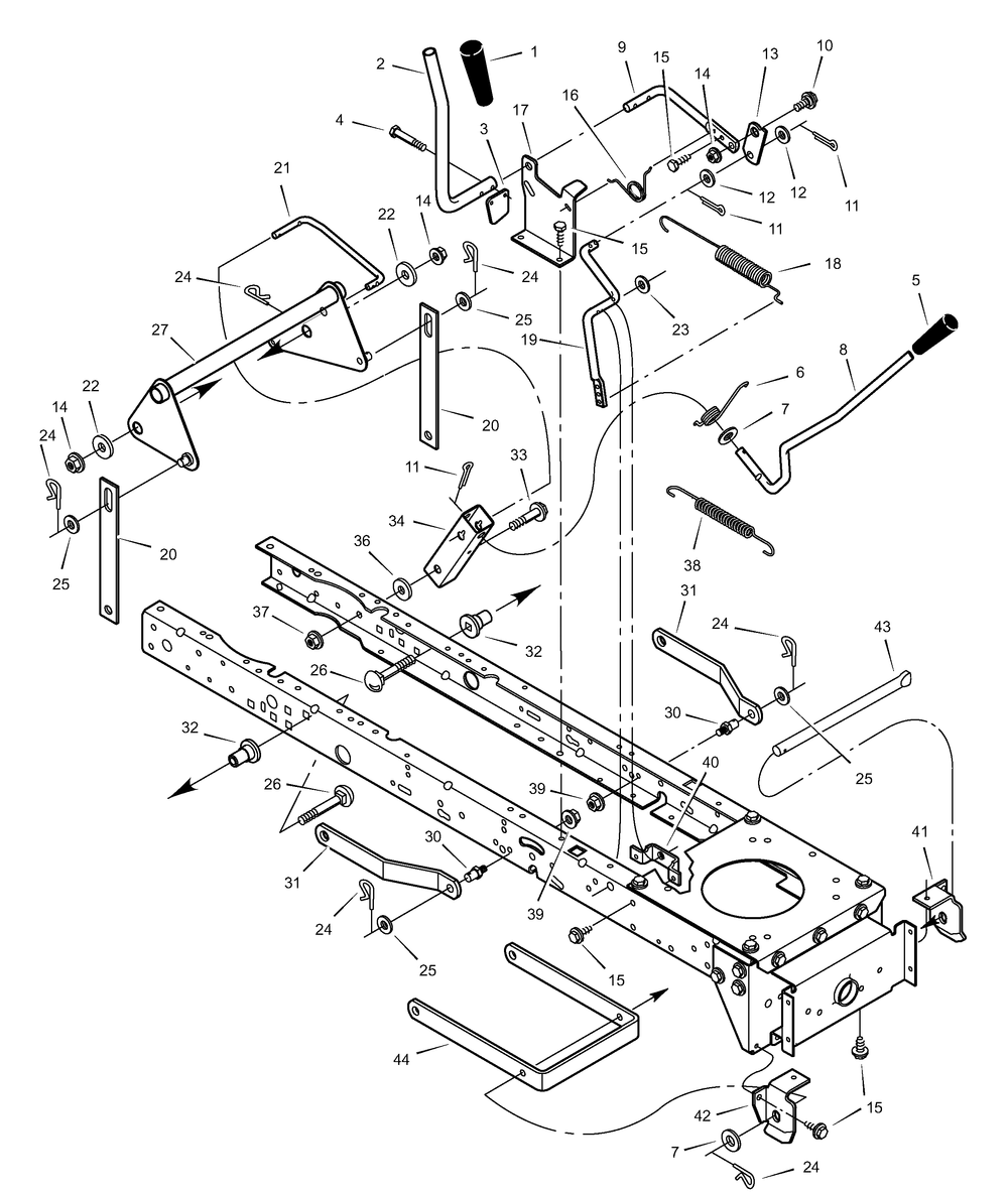 Mower Housing Suspension Diagram and Parts List for 40503X88B-(VRO40-12GXT)  Briggs and Stratton Lawn Tractor